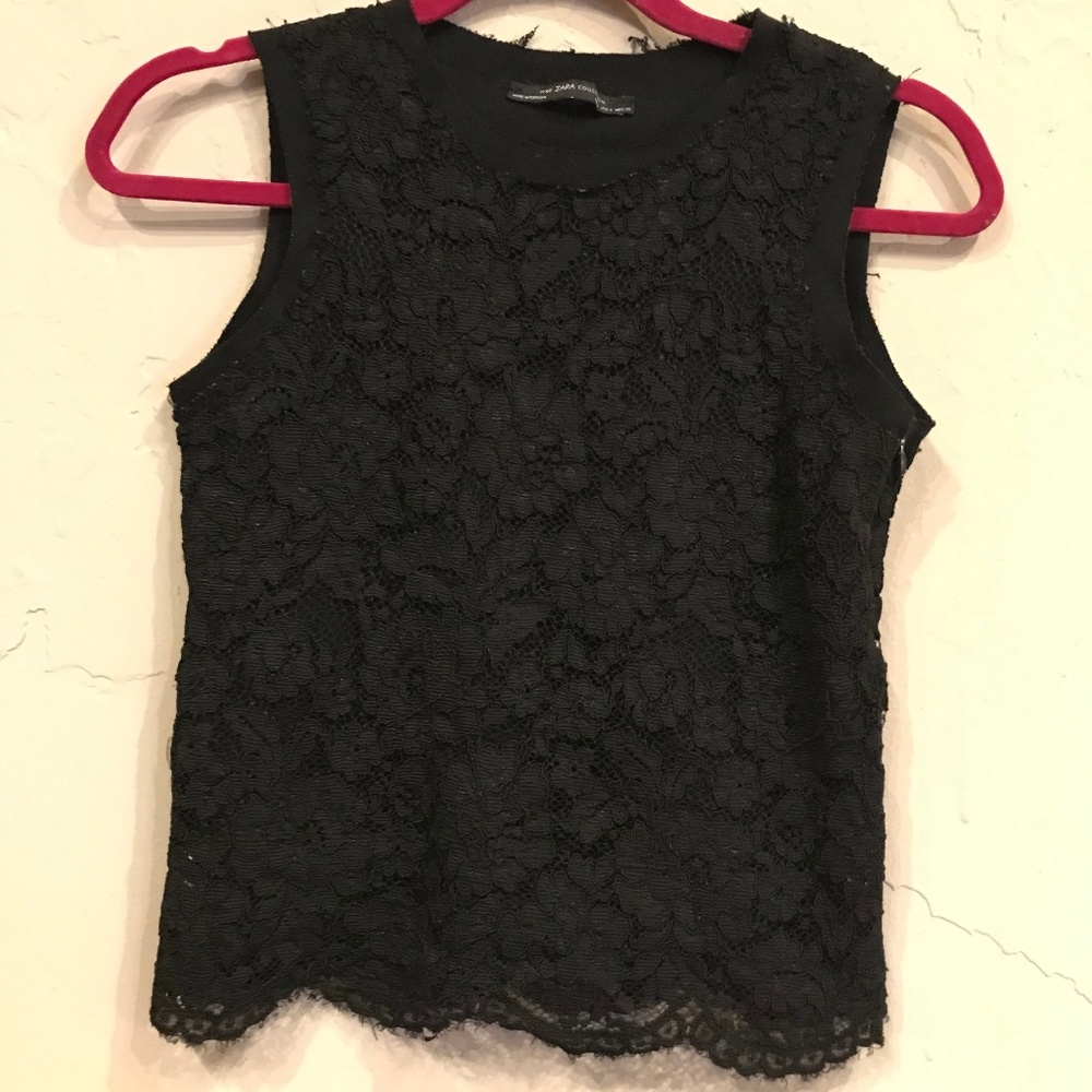 Zara Floral Lace Sleeveless Top